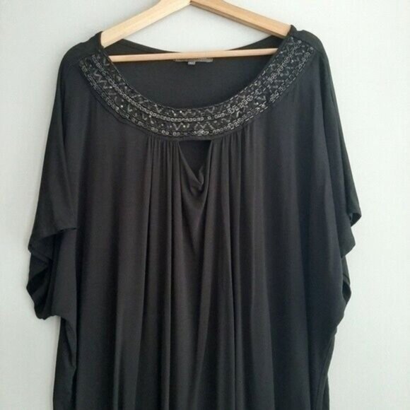 ADDITION ELLE Short Sleeve Tunic Top Beaded Neckline PLUS Sz 4X - Picture 3 of 10